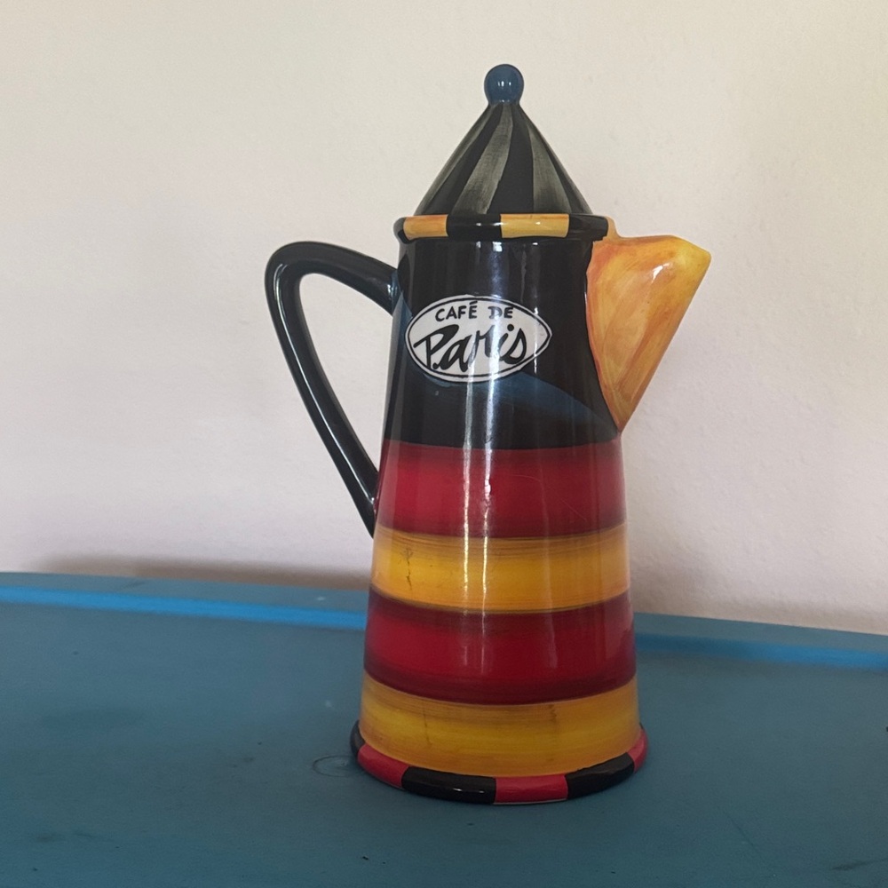 Cafe de Paris Striped Ceramic Pitcher/ coffee pot